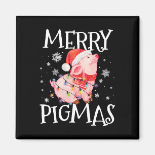 Merry Pigmas Funny Gris jul Ljus Träd Julafton Magnet