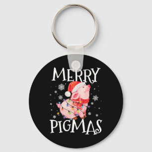 Merry Pigmas Funny Gris jul Ljus Träd Julafton Nyckelring