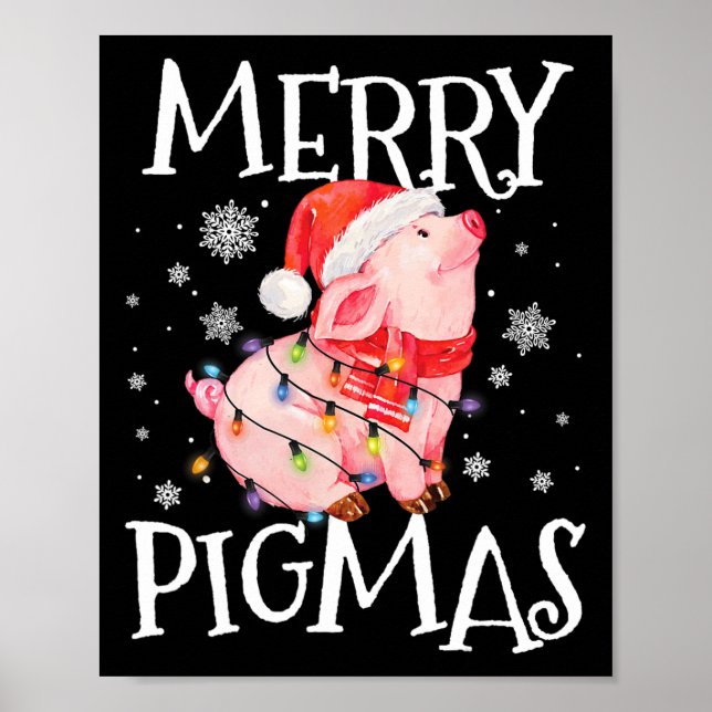 Merry Pigmas Funny Gris jul Ljus Träd Julafton Poster (Framsidan)