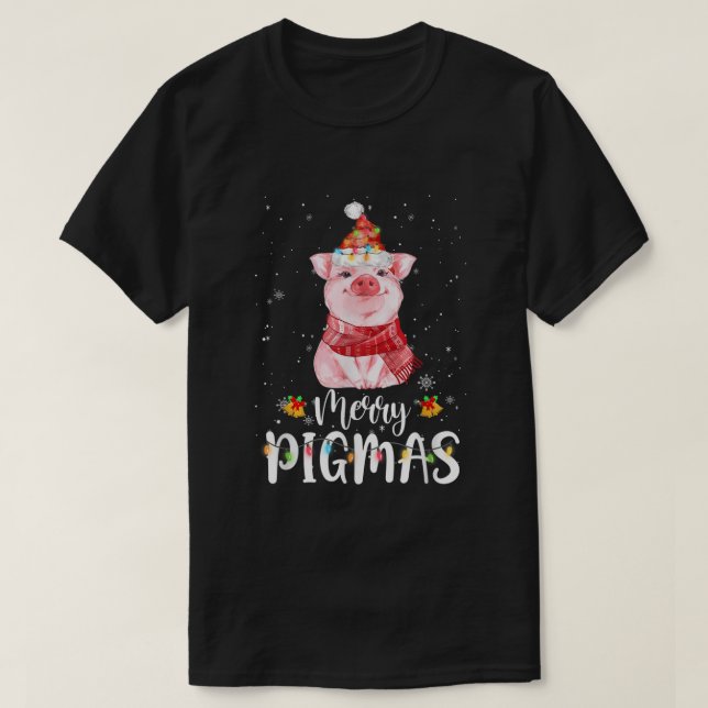 Merry Pigmas Funny Gris jul Pajama för Gris Lo T Shirt (Design framsida)