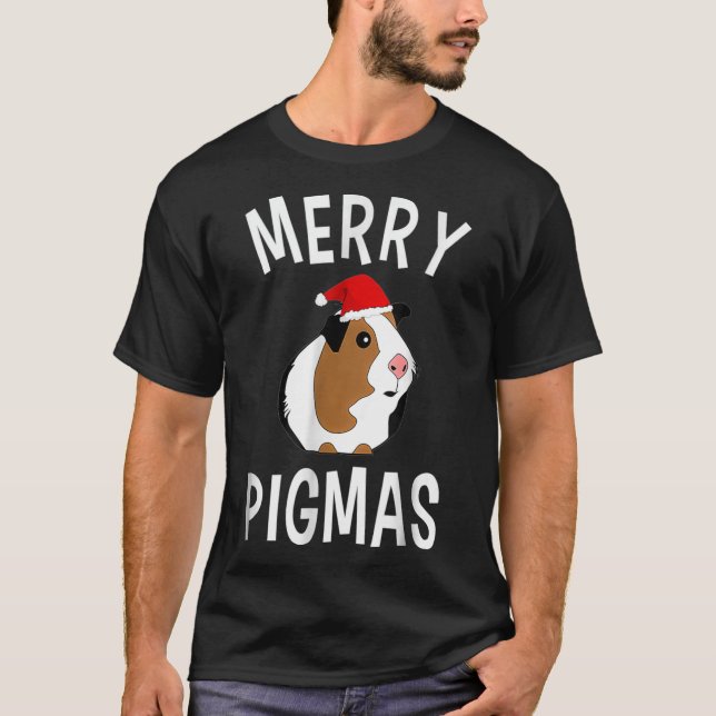 Merry Pigmas Funny Guinea Gris för julgåva T Shirt (Framsida)