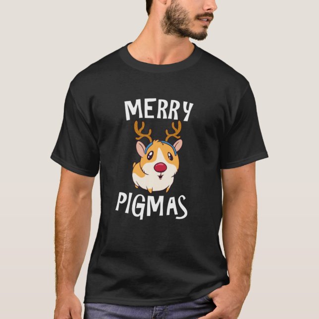 Merry Pigmas Funny Guinea Gris Julafton Pajama T Shirt (Framsida)