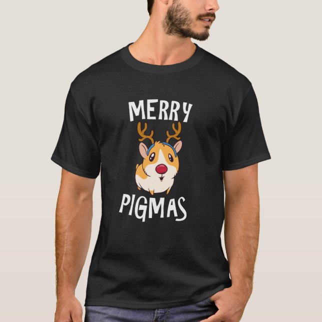 Merry Pigmas Funny Guinea Gris Julafton Pajama T Shirt (Framsida)