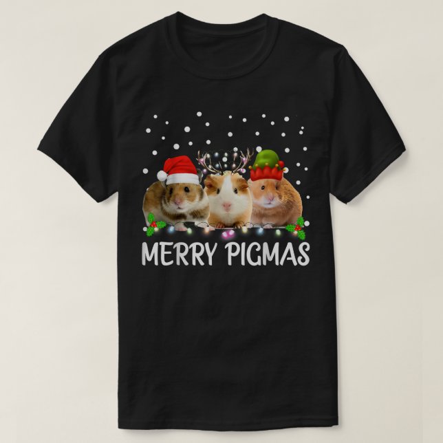 Merry Pigmas Funny Guinea Pig Christmas Santa  T Shirt (Design framsida)