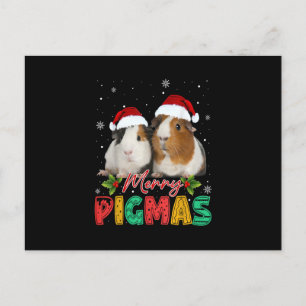 Merry Pigmas Guinea Gris med Santa Hat Julafton Fu Vykort