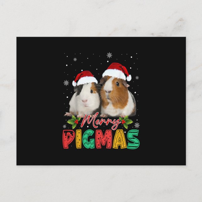 Merry Pigmas Guinea Gris med Santa Hat Julafton Fu Vykort (Framsida)