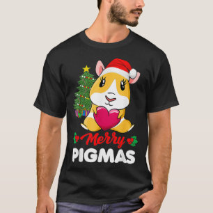 Merry Pigmas Pajama Funny Guinea-jul San San Gris T Shirt