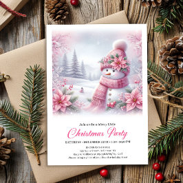Merry Pink Snowman Editable Christmas Kids Invite Inbjudningar