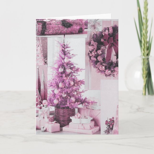 Merry Pinkmas 5-tums x 7-tums-mappat Helgdag-kort Meddelande (Framsida)