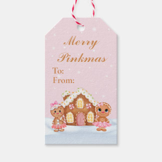 Merry Pinkmas Gingerbröd Gift-Märkre Presentetikett