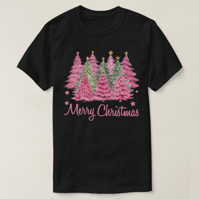 Merry Pinkmas Rosa Julgran Funny Merry Chri T Shirt (Design framsida)