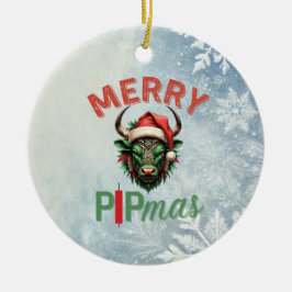 Merry PIPmas Trading Bull Christmas Design – Funny Julgransprydnad Keramik