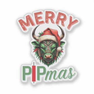 Merry PIPmas Trading Bull Christmas Design – Funny Klistermärken