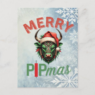 Merry PIPmas Trading Bull Christmas Design – Funny Vykort