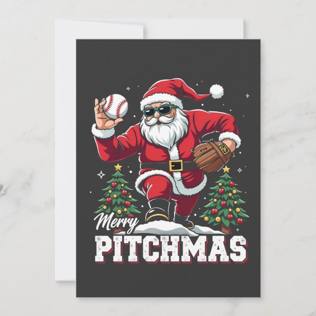 Merry Pitchmas jul Santa Baseball Älskare Inbjudningar (Framsida)