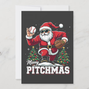 Merry Pitchmas jul Santa Baseball Älskare Inbjudningar