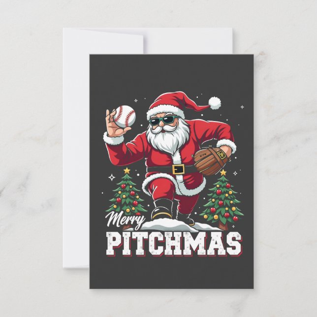 Merry Pitchmas jul Santa Baseball Älskare Tack Kort (Framsida)