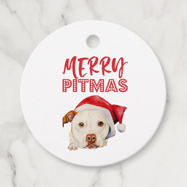 Merry Pitmas Cute Santa Hund juljul Gåvor Etiketter (Framsida)