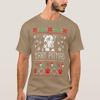 Merry Pitmas Funny Julafton Funny Pajama för Hund T Shirt