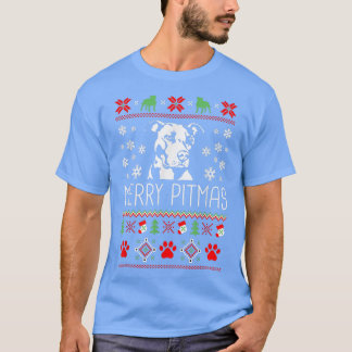 Merry Pitmas Funny Julafton Funny Pajama för Hund T Shirt