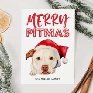 Merry Pitmas Funny Santa Pit Bull Dog Julkort