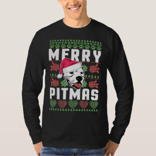 Merry Pitmas Hund älskare Pitbull jul T Shirt