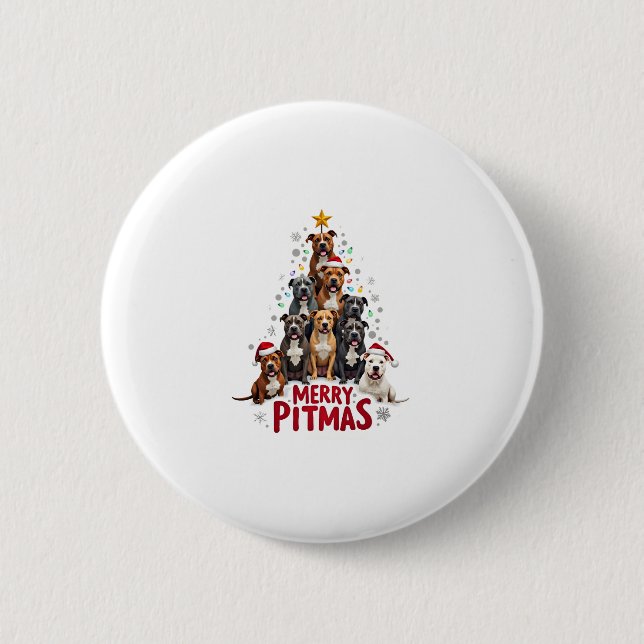 Merry Pitmas Pitbull Dog Ugly Christmas Sweater Tr Knapp (Framsida)