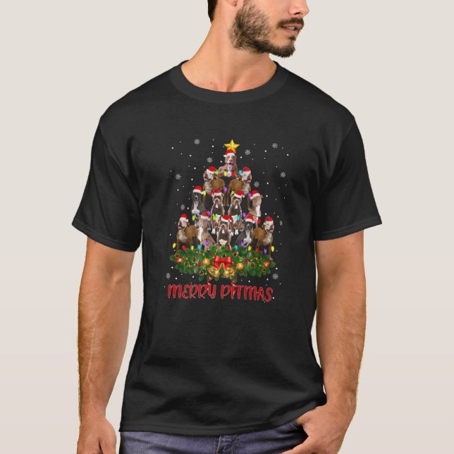 Merry Pitmas Pitbull Dog Ugly Christmas Sweater Tr T Shirt (Framsida)