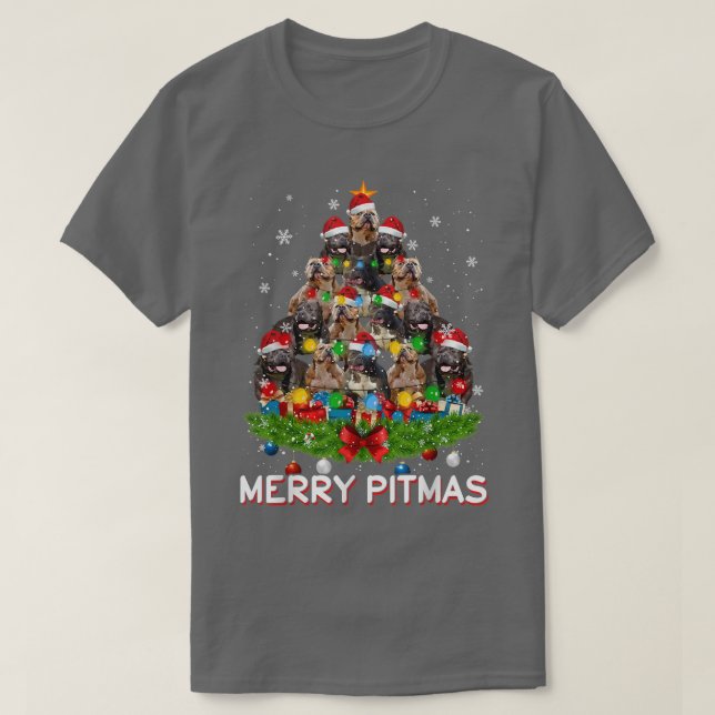 Merry Pitmas Pitbull Dog Ugly Christmas Sweater Tr T Shirt (Design framsida)