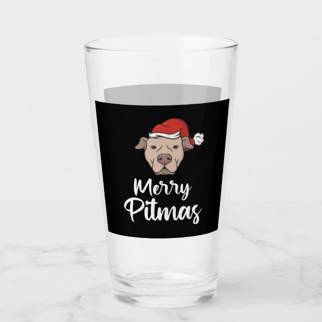 Merry Pitmas Pitbull jul Glaskopp (Framsida)