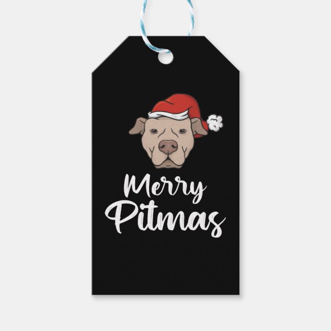 Merry Pitmas Pitbull jul Presentetikett (Framsidan)