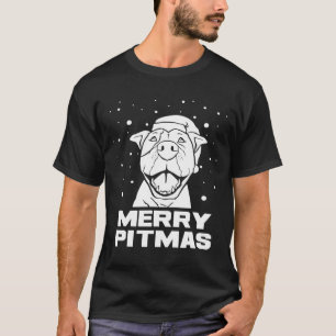 Merry Pitmas Pitbull Jultomten Hund Pittie Kristus T Shirt
