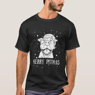 Merry Pitmas Pitbull Jultomten Hund Pittie Kristus T Shirt