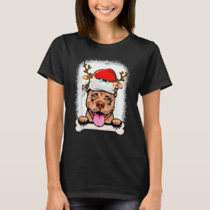 Merry Pitmas Pitbull Jultomten Hund T Shirt