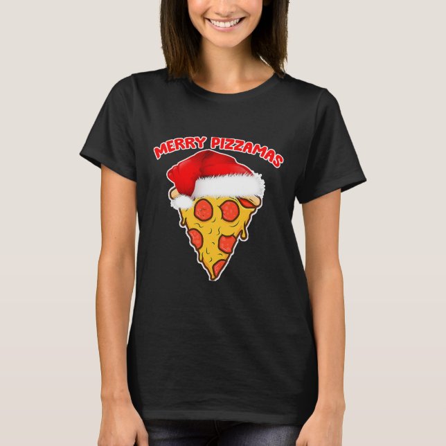 Merry Pizzamas Pizza Pajamas jul T Shirt (Framsida)