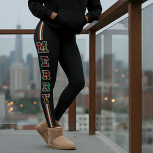 Merry Play & Leopard Print Side Rand jul Leggings