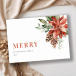 Merry Poinsettia Bunch Watercolor Gräs jul H Julkort<br><div class="desc">Om du behöver ytterligare anpassningar kan du kontakta mig på yellowfebstudio@gmail.com.</div>