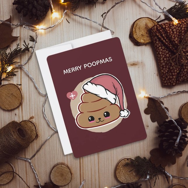 Merry Poopmas Kawaii jul Julkort (Skapare uppladdad)