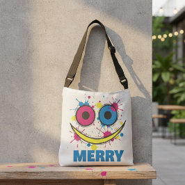 Merry Pop: Colorful Smiley Face Modern Pop Art Cro Axelväska