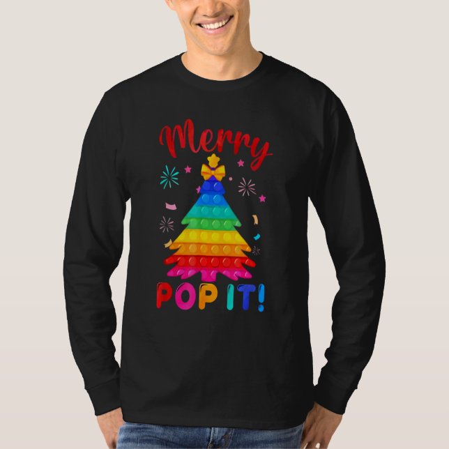 Merry Pop IT Christmas tree Fidgets Popit T Shirt (Framsida)