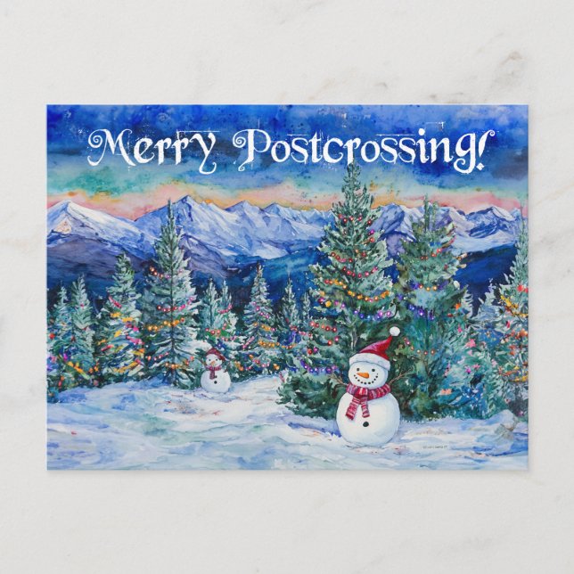 Merry Postcross Snögubbe - vykort (Framsida)