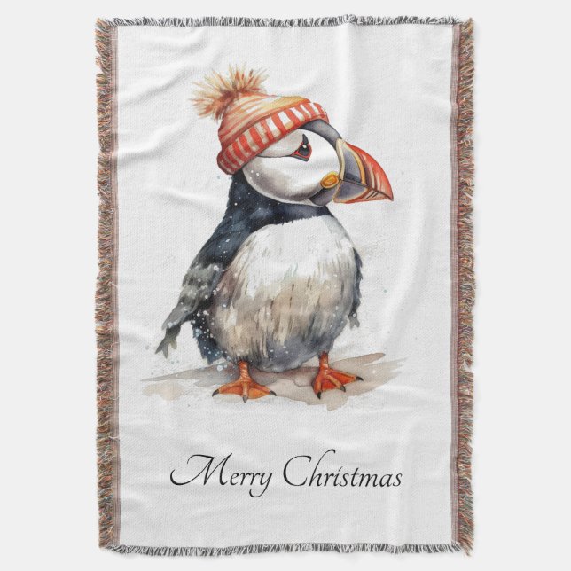 Merry Puffin, anpassningsbar Filt (Framsidan Vertikal)