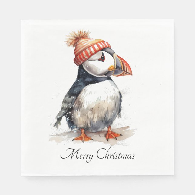 Merry Puffin, anpassningsbar Pappersservett (Framsidan)