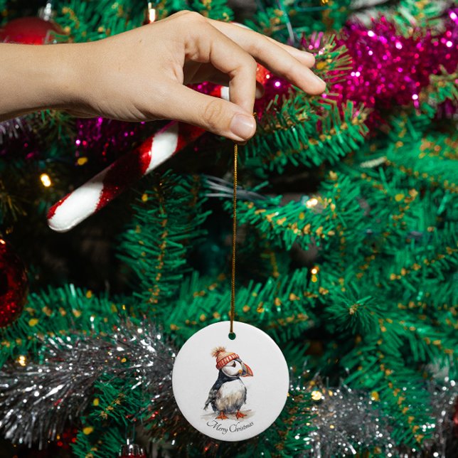 Merry Puffin Julgransprydnad Keramik (Skapare uppladdad)