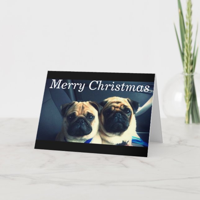 Merry pug julafton helgkort (Framsida)