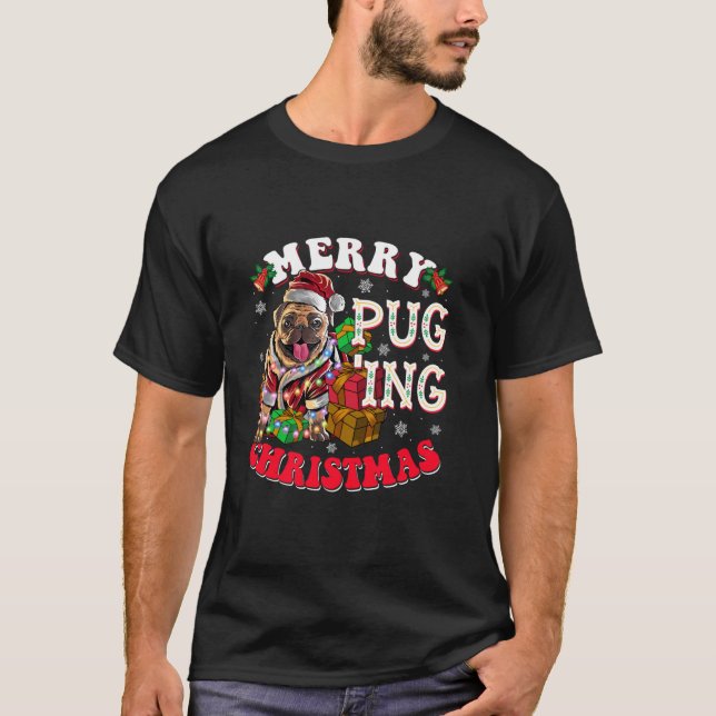 Merry Pugging jul Hund Santa Pug Julafton Boys Pu T Shirt (Framsida)