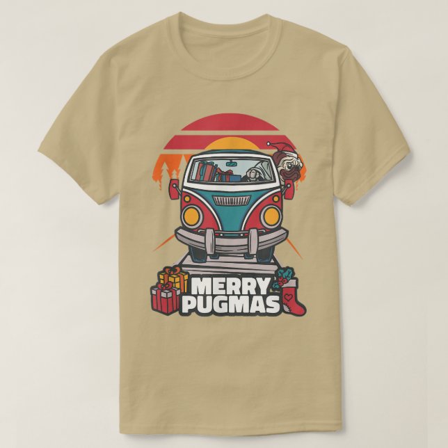 Merry Pugmas 2022 Julafton Pug Ugly Santa Pa T Shirt (Design framsida)