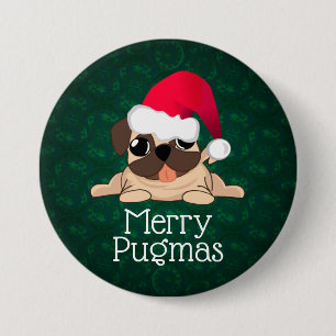 Merry Pugmas 3-tums Round Button Knapp