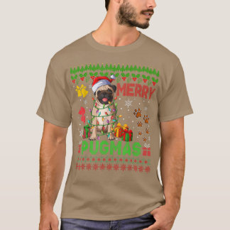 Merry Pugmas Christmas Lights Santa Pug Dog Family T Shirt