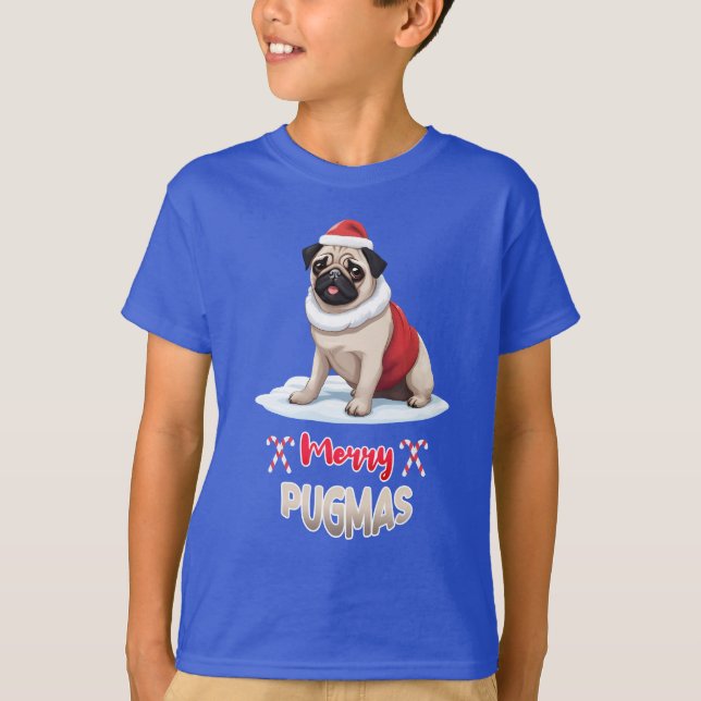 Merry Pugmas Cute Baby Djurälskare Santa Hund T Shirt (Framsida)